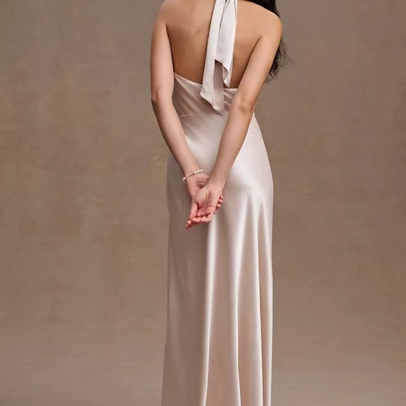 Ronny Kobo Samra Satin Twist-Halter Column Gown - Size 6 - Never Worn - Picture 3 of 3